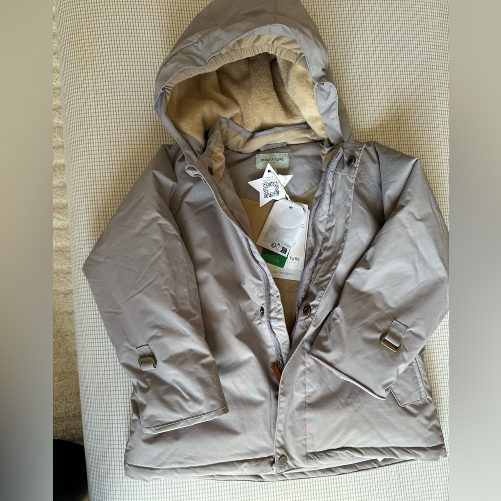 Mini A Ture Wally fleece lined winter jacket, zinc purple size 6 nwt